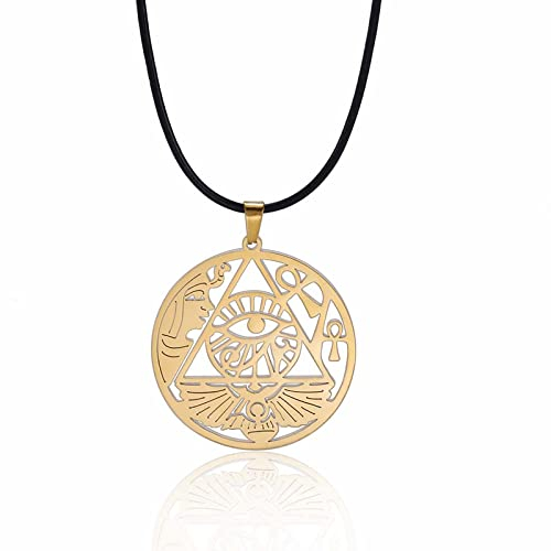 VASSAGO Auge des Horus Halskette Auge des Ra Horus Symbol Edelstahl Ankh Auge des Horus Anhänger Halsketten Ägyptischer Schmuck Geschenk für Männer Frauen (Ankh-Kreuz-Gold)