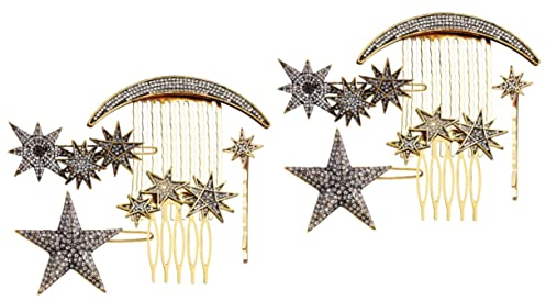 BIUDECO 2sets Pettini Per Vintage Con Accessori Stile Sposa Di Fermagli Forma Di Stella e Per Matrimonio e Occasioni Speciali