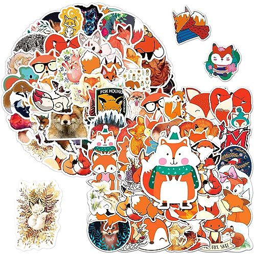 TAFACE 100 Fuchs-Aufkleber, wasserfeste Scrapbook-Aufkleber, niedliche Fuchs-Aufkleber, Tier-Aufkleber-Set, DIY-Dekorationszubehör für Kinder, Jugendliche, Erwachsene