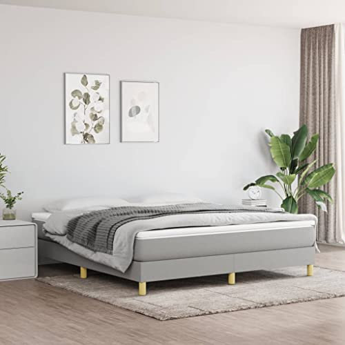 Festnight Polsterbett 180 x 200 cm, Bett Komplett, Set mit Matratze, Lattenrost, Boxspringbett mit Matratze Stoff, Bett mit Matratze,Bett mit Lattenrost und Matratze Hellgrau
