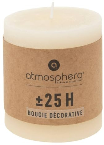 Atmosphera - Runde Kerze Olia Elfenbeinweiß - 220g - Weißes Elfenbein