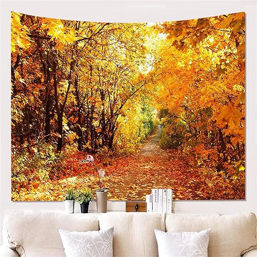 MEKPAM Heimtextilien Herbst Baum Druck Wandteppich Wald Wandbehang Wandteppich Naturlandschaft Wandteppich Hintergrundwand 150x130cm