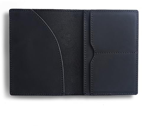 Porta passaporto in pelle, stile retrò, doppia copertina per passaporto, organizer per documenti da viaggio, per riporre passaporti, carte di credito, carte d'identità, Nero , Classico