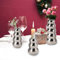 idestc® Knospenvasen-Set, silberne Keramikvasen, moderne gewellte Vasen, Kerzenhalter-Set, Heimdekoration für luxuriöse Tischdekoration, Büro, Hochzeit, Weihnachten (3 Stück)