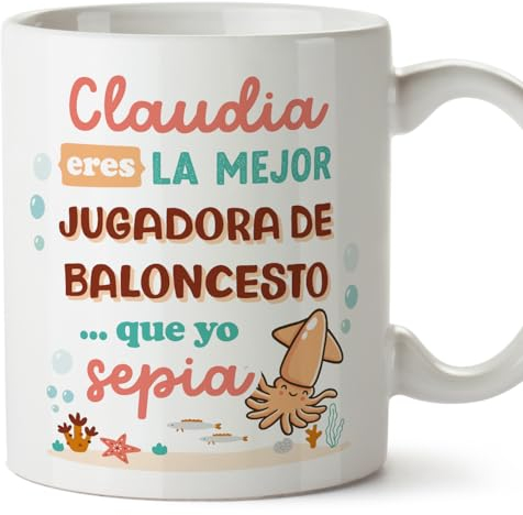 MUGFFINS Tazas Personalizadas para JUGADORA DE BALONCESTO mujer - En Español - Mejor que yo Sepia - 11 oz / 330 ml - Regalo Personalizable original y divertido