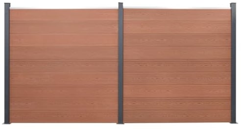 vidaXL Zaunelement Set, Rostfrei Gartenzaun Set mit 18 Zaunbrett 3 Pfosten, Sichtschutzzaun mit doppelseitigem Design, Zaun Komplettset, Braun 353x186cm WPC