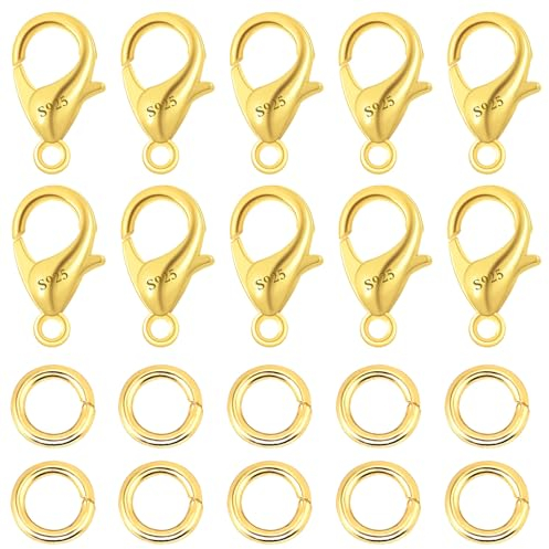ALEXCRAFT Moschettone Collana Oro 925 Con Anelli Salto Chiusura Braccialetti Gancio Argento 925 Chiusura Collana Chiusura Per Braccialetti Creazione Gioielli Fermagli Ganci Fai Da Te