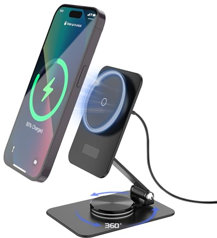 Magnetisches Kabelloses Ladegerät für Samsung Galaxy S25 Ultra/S24, Klappbarer Reise Mag Safe Ladestation für iPhone 16/15/14/Pixel 9 Pro/8, Aluminium Ständer Magnet Android Handy Ladegerät