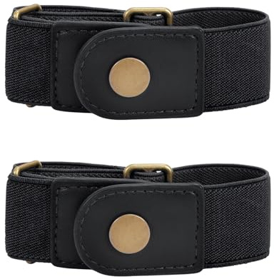 JASGOOD No Buckle No Show Belt for Men - Buckle Free Stretch Belt Invisible for Jeans Pants - 1.38 Inch Wide