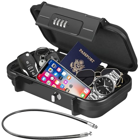 Coffre-fort Portable à Code avec code numérique, boîte de sécurité à 4 chiffres pour l'extérieur, casiers avec câble métallique amovible, coffre-fort pour les voyages, la plage, le camping, le bureau