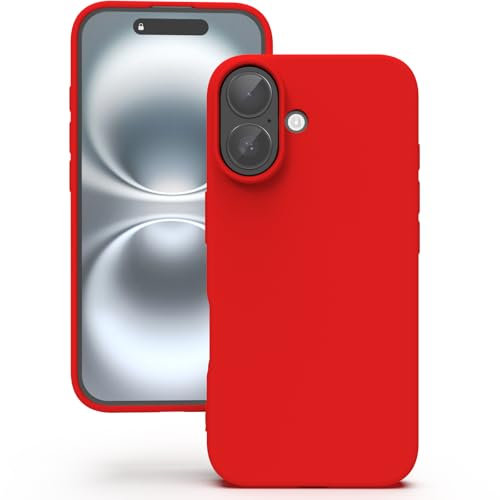 YATWIN Silicone Case for iPhone 16, Soft-Touch, Shockproof, DustProof, Antiskid Full Body Armour Phone Cover for Apple iPhone 16 - Red