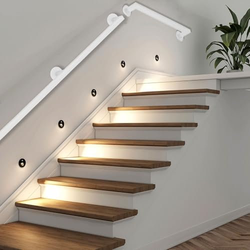 Weißer Vierkantrohr-Handlauf für Treppen, Wandstütze, Korridor, Sicherheit, Treppenhandlauf, komplettes Set, 80 cm bis 6 m, Treppengeländer, Metall, Schmiedeeisen, Handläufe für den Innen- und