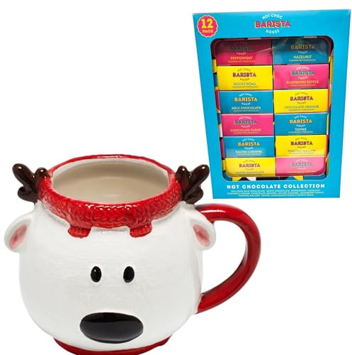 Divas World Hot Chocolate with Mug Reindeer Unicorn Gift Set (Reindeer with Barista hot Chocolate)