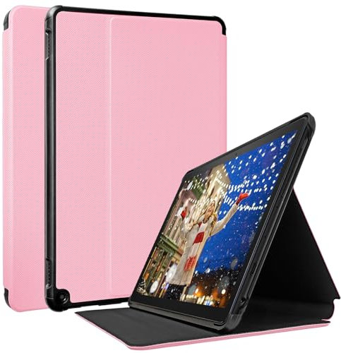 2023 New Fỉṛẹ ḤḌ 10 Tablet Hülle, TOKILO Slim Leichte Soft PU Ledertasche mit Stand Auto Wake/Sleep, Kompatibel mit Fỉṛẹ ḤḌ 10,1 Zoll Tablet (2023, 13. Generation), Rosa