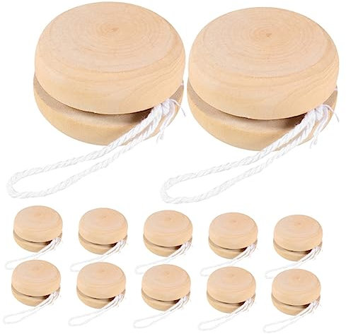 WESIEVYA 12 Stücke Holz Kreiselbälle Unlackiert Holzspielzeug Zum Bemalen Für Junge Mädchen DIY Bastelprojekte