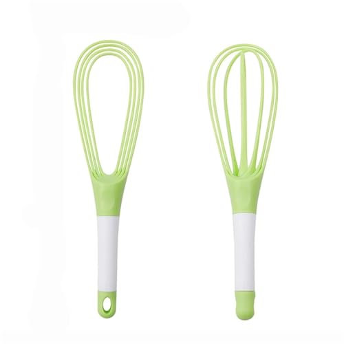 2 Piece 2-In-1 Twist Whisk, Collapsible Balloon Whisk Plastic Egg Beater For Cooking & Baking - Kitchen Tools(Green)