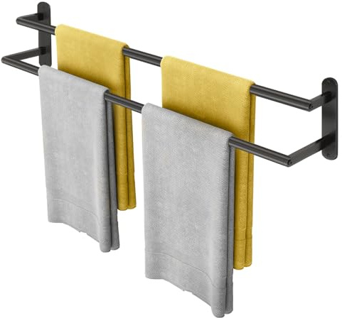 Porte-serviettes pour salle de bain, double barre porte-serviettes de 81,3 cm, en acier inoxydable, barres de serviettes pour salle de bain, porte-serviettes mural (noir)