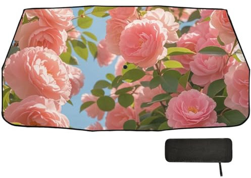 Parasol plegable para parabrisas de coche, diseño de rosas rosadas, para ventana delantera, parasol para coche