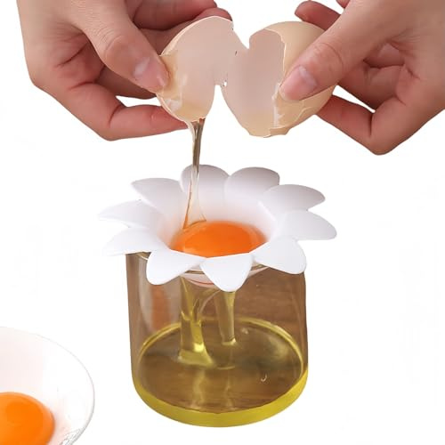 Vyloky Eiertrenner mit Gänseblümchen-Design – Praktischer Küchenhelfer aus PP für Eiweiß & Eigelb, Einfach zu Reinigen