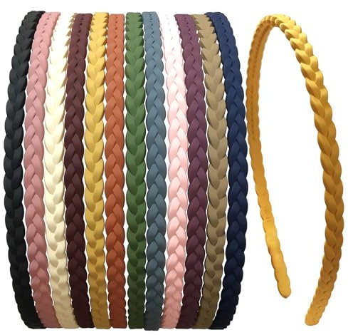 AstraGlam 12 pièces serre-tête femme mince 7mm, ensemble de serre-têtes colorés avec dents pour filles & enfants, bandeau antidérapant en plastique pour quotidien & école