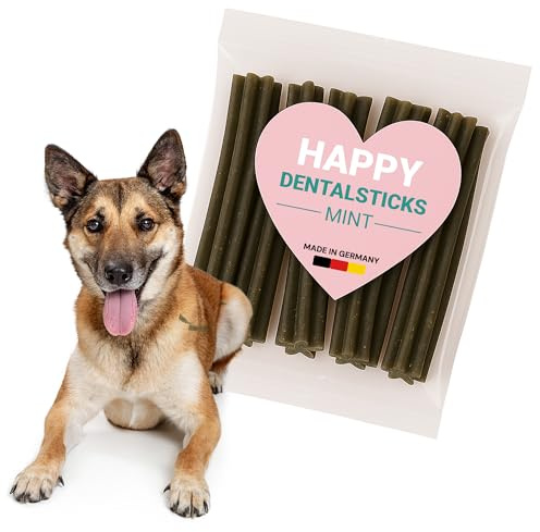 emmi-pet Happy Dentalsticks Zahnpflege Mint 3er Set, Dental Sticks für Hunde gegen Zahnstein & Mundgeruch, Kaustangen für mittelgroße & große Hunde ab 10kg, Mit Vitamin D3 & E für gesunde Zähne