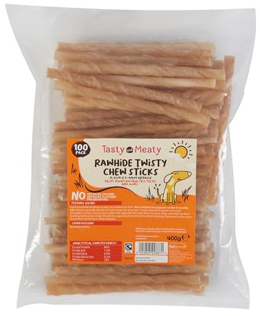 Tasty & Meaty - Twisty Rawhide Chew 11.5cm X 5-9mm 100pc Pack