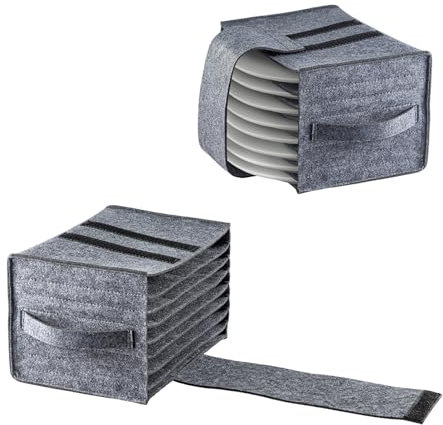 CROWNSHOP 2PCS Plate Cup Storage Box, Camping Dinnerware Organizer & Caravan Plate Holder - Portable Felt/Oxford Fabric Plate and Cup Storage for Motorhome, Cupboard, Kitchen Cookware Protection
