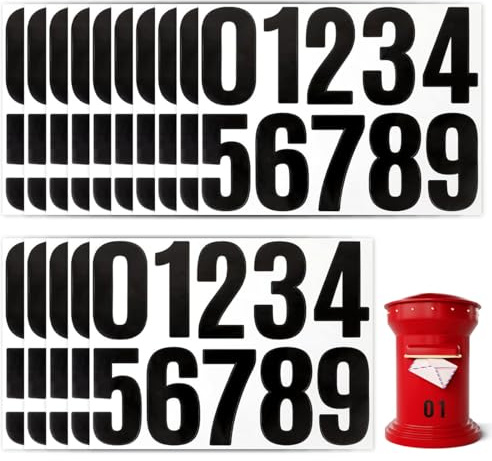 16 Blatt 160 Stück Groß Zahlen Aufkleber,10cm Wetterfest Klebezahlen Schwarz,Selbstklebendes 0–9 Reflektierende Vinyl Nummernaufkleber,Nummernaufkleber Selbstklebende Klebezahlen,für Postkasten