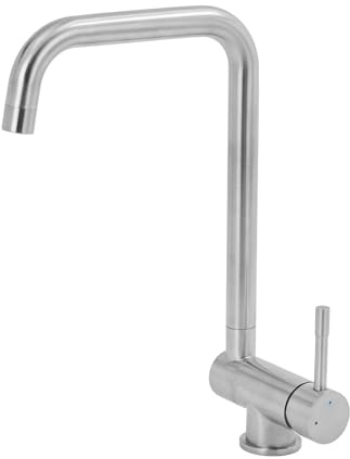 Faltbarer Küchenarmatur Wasserhahn 360° drehbar aus SUS304 Edelstahl, platzsparend vor Fenster, Einhebelmischer, Anti-Fingerprint, modern & praktisch für kleine Küchen & Wohnmobile