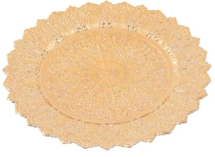 YISSALE 50 Stück Platzteller, 33 cm Servierplatte, Kuchenteller, Runde Servierteller, Dessertteller für Partys, Hochzeiten, Bankette (Gold)
