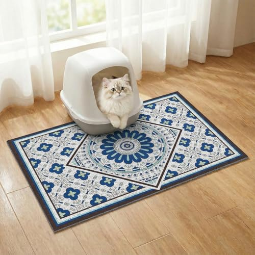 Katzenstreu-Matte 60 x 43 cm,strapazierfähiger Streu-Teppichfänger mit tief strukturierter Oberfläche,rutschfeste Katzenstreu-Matte,wasserdicht und leicht zu reinigen,ideal für mehrere Katzen