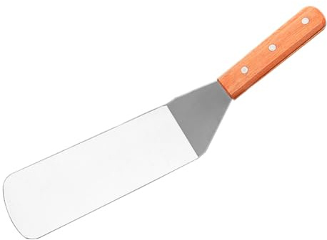 TOKIDNY Spatule Barbecue Inox avec Manche Bois Turner Steak Anti-rouille pour Plancha et Poêle Ustensile Cuisine Multifonction pour Crêpes Poissons et Viandes Grillées