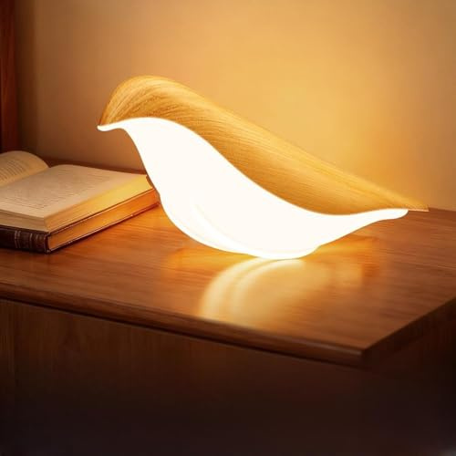 AoLa LED Dimmbare Nachttischlampe Touch Kabellos Tischlampe Akku 1800mAh mit Aromatherapie Niedlicher Vogel Lampe für Kinder Innen Tragbare Batteriebetrieben Tischleuchte für Schlafzimmer kreative