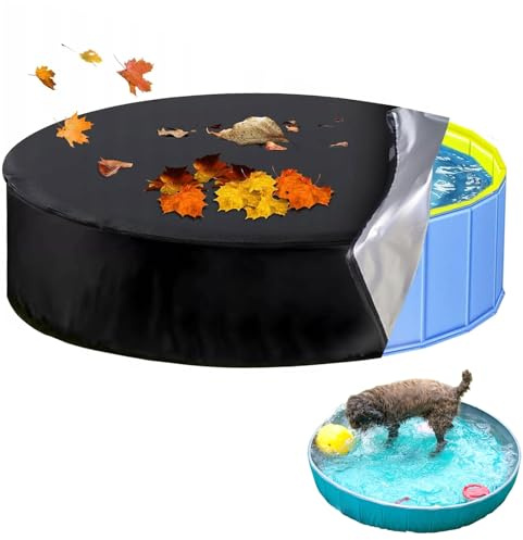 Planschbecken Abdeckung,Pool Abdeckplane 122 X 30 cm,Poolabdeckung Rund Für Hundepool,Poolabdeckung Mit Kordelzug,Abdeckung Für Hundepool,Hundepool Abdeckung,Für Staubschutz Schneefast,Schwarz