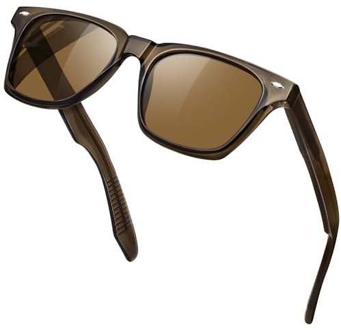 KANASTAL Polarisiert Sonnenbrille Herren Damen Retro | Leichtes TR90 Rahmen, Acetat Bügel, Klassisch, Vintage, Anti Glare, Stylisch, UV400 Schutz, Lederetui, Eckig, Designer