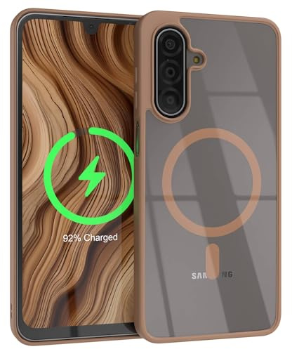 EAZY CASE Hülle für Galaxy A17 kompatibel mit Qi Charging Ultra Aufprallschutz Stoßfest und Kratzfest dünne Schutzhülle mit Kameraschutz Silikon Cover Clear Hybrid Handy Case Braun - Qi Charging