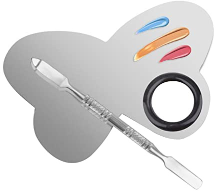 Brrnoo Palette per Miscelare Unghie in Acciaio Inossidabile, Set Spatola per Nail Art 4,1x2,8 Pollici for Miscelare Fondotinta, Colori Labbra e Ombretti