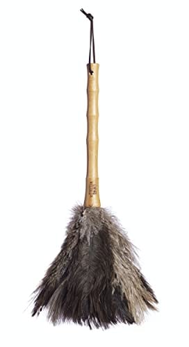 KitchenCraft Living Nostalgia Genuine Ostrich Feather Duster with Bamboo Handle, 40cm, Brown