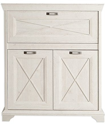 FORTE Kashmir Barkommode mit 2 Türen und 1 Klappe, Holzwerkstoff, Pinie weiß, B x T x T: 123 x 143,3 x 48,2 cm