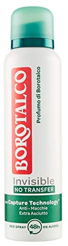 Borotalco , Unsichtbares Deo-Spray für Herren, alkoholfreie Formel mit schützendem Talkum, fleckenabweisend, Moschusduft, 72 Stunden wirksam — 1 Stück à 150 ml