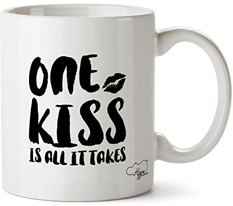 Hippowarehouse One kiss is All it Takes Printed Mug Cup Ceramic 10oz