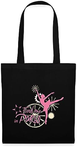 Spreadshirt Find me in Paris Logo rosa Stoffbeutel, One size, Schwarz
