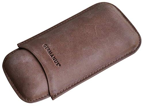 GERMANUS Funda de cigarro cuero [Marrón, ternera salvaje]