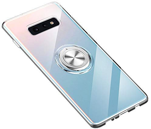 generisch Hülle für Galaxy S10E Handyhülle, Ultra Dünn Transparente TPU Silikon Bumper Soft Handyhülle Case mit 360 Grad Ring Stand Magnetische Autohalterung Schutzhülle für Galaxy S10 E (Klar)