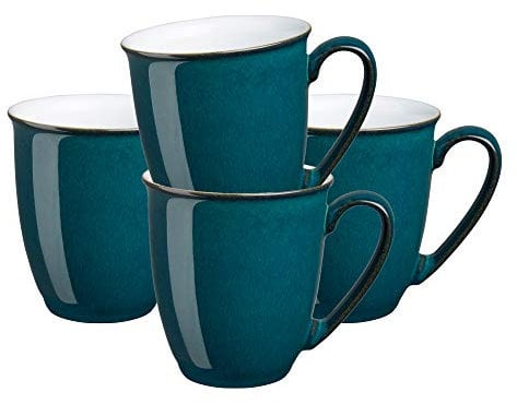 Denby Greenwich Set of 4 Beakers Coffee Mug Set, One Size, Emerald Green