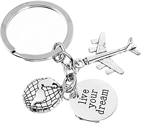 Amosfun Flugzeug SchlüSselanhäNger Pilot Traum Kreativer SchlüSselbund Mit Karte Und Buchstaben Leichtes Legiertes Material Geschenk FüR Jungen Und MäDchen GeldböRsendeko Und TaschenanhäNger