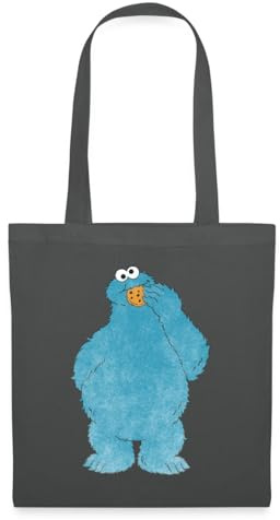 Spreadshirt Sesamstraße Krümelmonster Naschen Stoffbeutel, One size, Graphite
