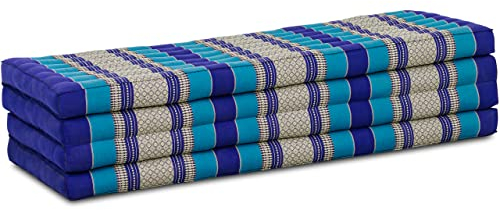 livasia Nachhaltige Klappmatratze Kapok XXL - 200x140x8cm - extrabreite Gästematratze, Faltbare Matratze doppel, ökologische Yogamatte, Gästebett klappbar, Liege Garten Balkon (Blau)