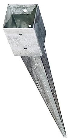 Gartenwelt Riegelsberger Ancre de sol avec 4 vis de poteau, douille de sol, douille à enfoncer pour poteau galvanisé 121 x 121 mm, longueur totale 900 mm