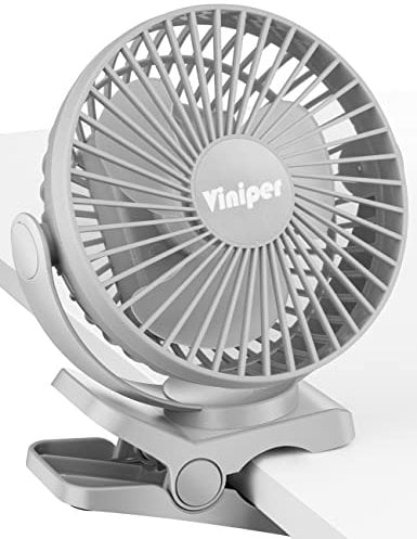 viniper 6 inch Rechargeable Clip on Fan, 5000mah Battery Desk Fan : 360° Rotation & 3 Speeds Strong Wind Portable Fan, Longer Working Hours, Quiet and Powerful (Gray)